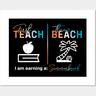 Funny I Am Earning A Summer Break End Of School Year Retro Vintage Posters and Art